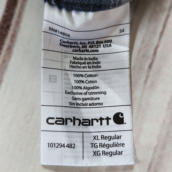 Carhartt "Hubbard Plaid Shirt" Original Fit Flannel Blue Black White, Men's XL - Picture 7 of 10